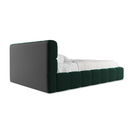 LaMiaSofa Bed met opbergruimte Roma - velours - flessengroen - 160x228x82