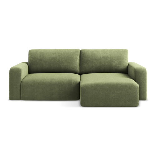 LaMiaSofa hoekbank rechts Ostia - chenille stof - groente - 244x149x79