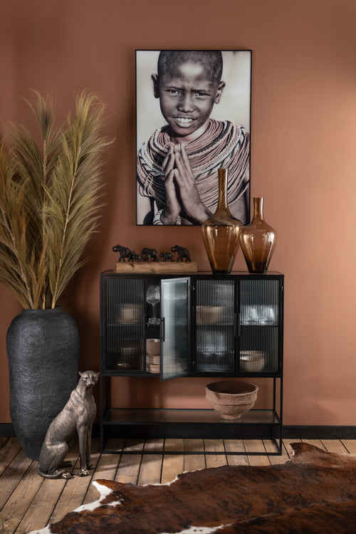 J-Line vaas - papier maché - zwart - large - 99 cm hoog