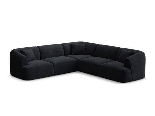Cosmopolitan Design Symmetrische modulaire hoekbank Campi 6-zits, ribfluwelen zwart - 255x255x70cm