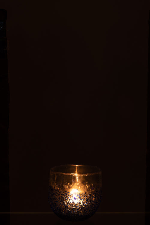 J-Line windlicht - glas - blauw