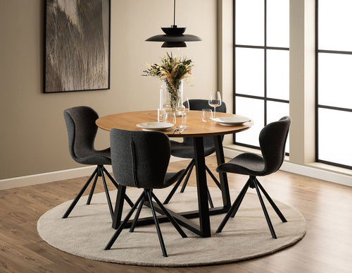 Rebellenclub Eetkamerstoel Pescara - Set van 2 - Antraciet Bouclé met Mat Zwart Frame - vtwonen shop