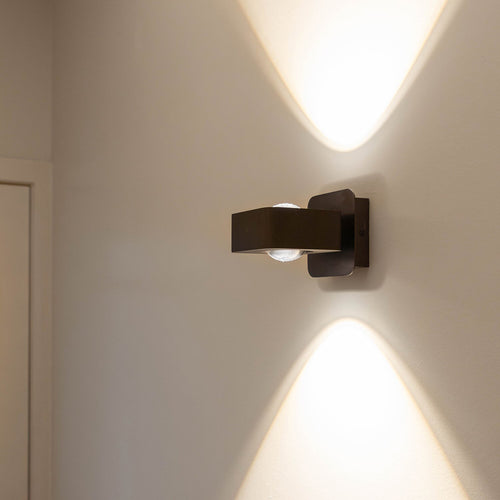 Atmooz wandlamp Myrom - geborsteld brons - 10 x 14,5 x H 10 cm - geïntegreerde led