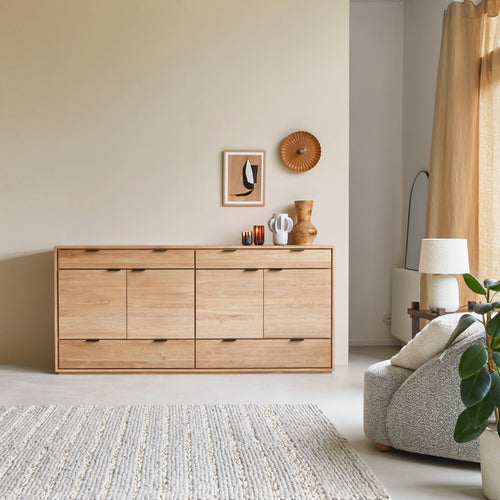 Tikamoon Massief eikenhouten buffet 200 cm - Naturel