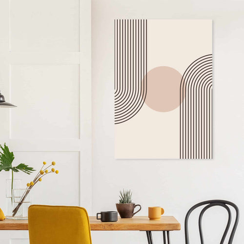 Artfulprints Poster met Lijst Boho – Retro wave   - 30x40 cm - Grijs