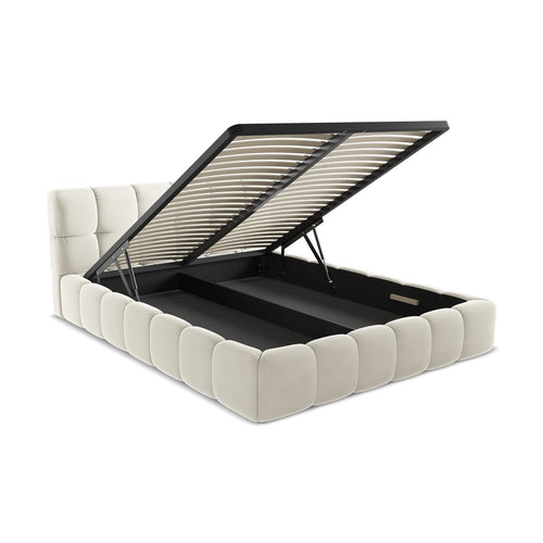 LaMiaSofa Bed met opbergruimte Roma - velours - lichtbeige - 180x228x82