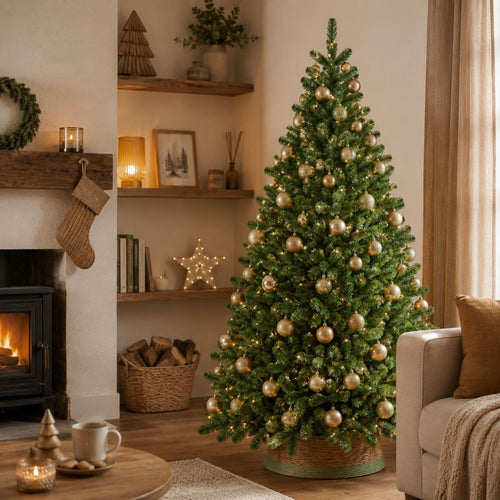 Black Box Trees Grimshaw Boom - Kerstboom met Frosted Sneeuweffect - Kerstversiering voor Binnen in Huis - Kunstboom met Scharnierconstructie - H215 x
