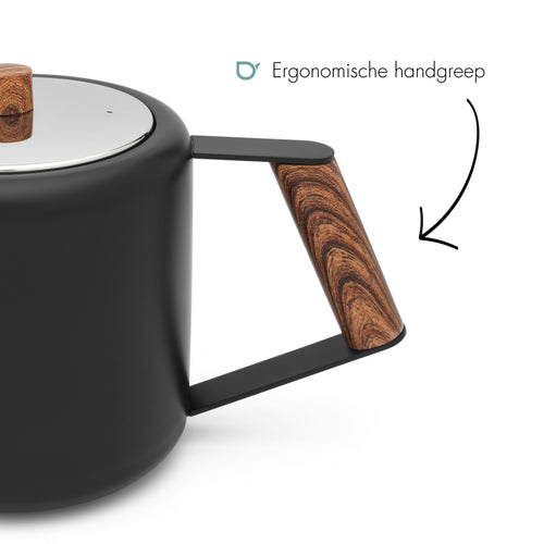 Bredemeijer - Dubbelwandige theepot Duet Design Boston - 1,1 liter - RVS - Mat zwart