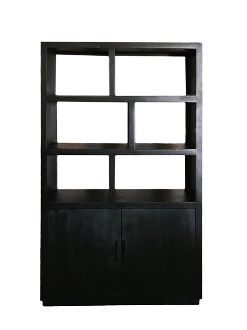 Livingfurn vitrinekast Jaxx - 120cm - mangohout - zwart