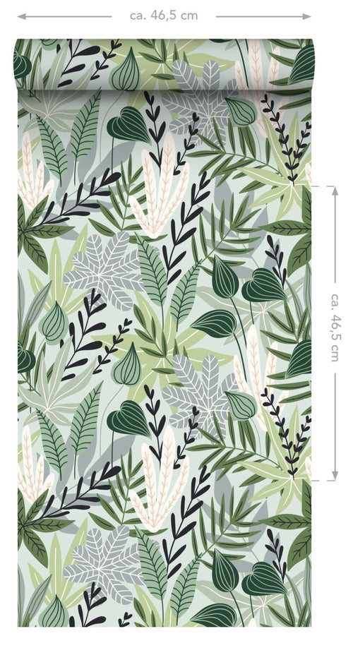 ESTAhome XXL behang bladeren in scandinavische stijl mintgroen - 50 x 900 cm - 158894 - vtwonen shop