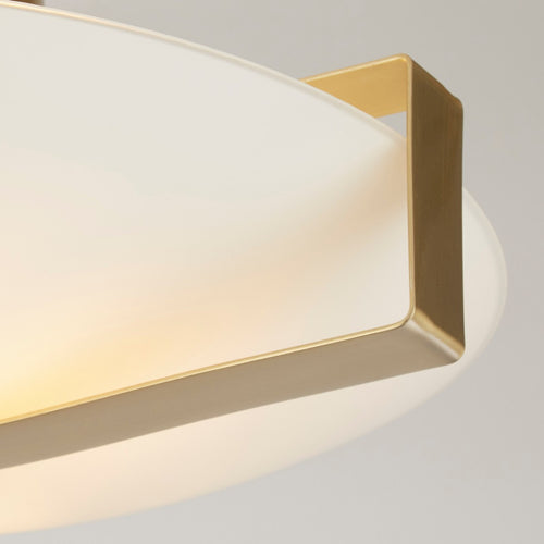Searchlight Sundial Plafondlamp met inbouwspot - Goudkleurig metaal en matglas