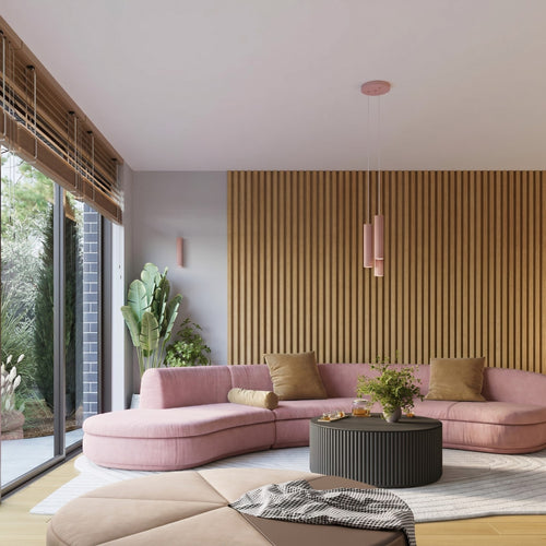 Sollux Lighting Hanglamp KARBON 3P roze - 19,5x19,5x108cm