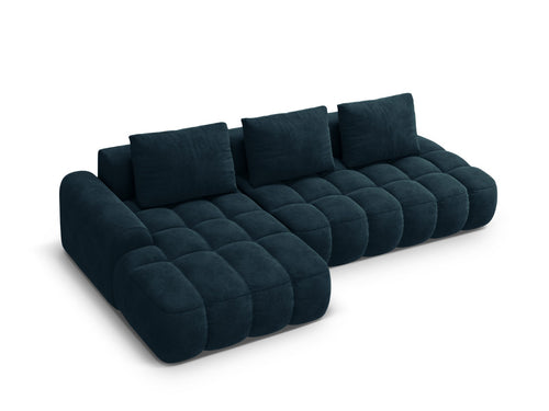 Cosmopolitan Design Uitklapbare hoekbank links met opbergdoos Linz 3-zits, flueel diepe olie - 142x275x84cm