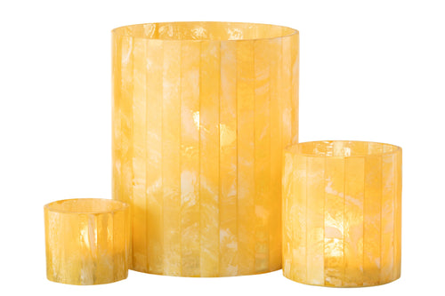 J-Line theelichthouder Lijnen - glas - geel - large