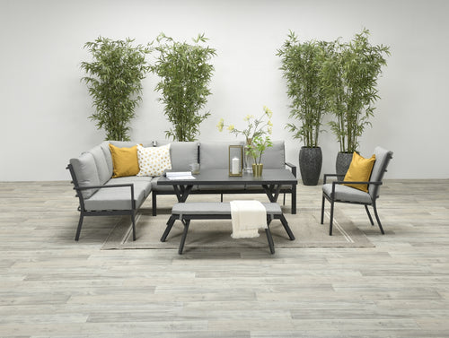 Sergio aluminium lounge-diningset - 8-persoons - rechts - grijs