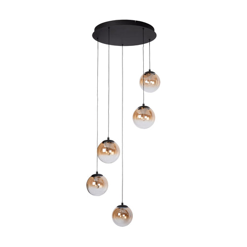Atmooz hanglamp Monza 5 rond - zwart - Ø 45 x H 170 cm - geïntegreerde led