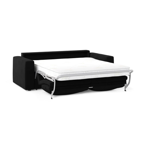 Cosmopolitan Design - Converteerbare bank Grena 3-zits, flueel zwart - 100x205x90cm