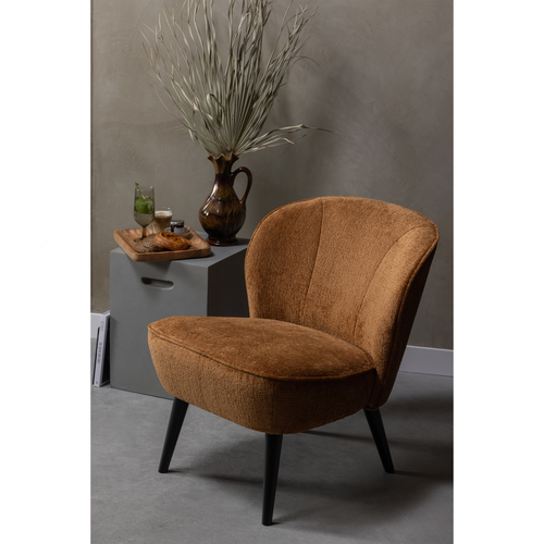 WOOOD fauteuil Sara - Velvet - Cognac - 59x71x70 - vtwonen shop