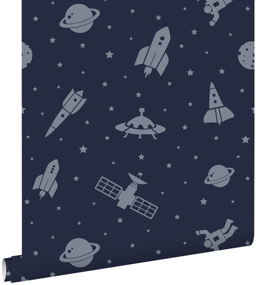 ESTAhome behang planeten in de ruimte donkerblauw - 50 x 900 cm - 139463 - vtwonen shop