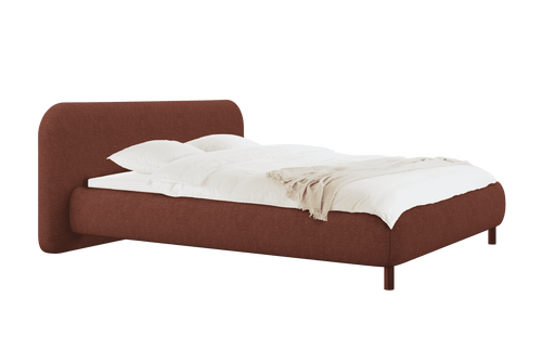 noo.ma Mumo gestoffeerd bed 180 x 200 cm - bouclé Brick Red, laag frame