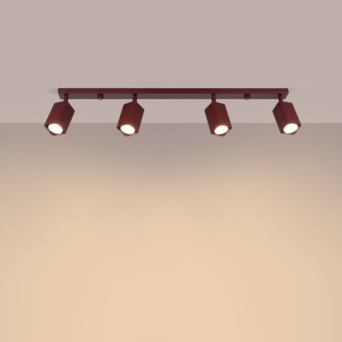 Sollux Lighting Plafondlamp RAYO 4L bordeaux - 81x6x16,5cm