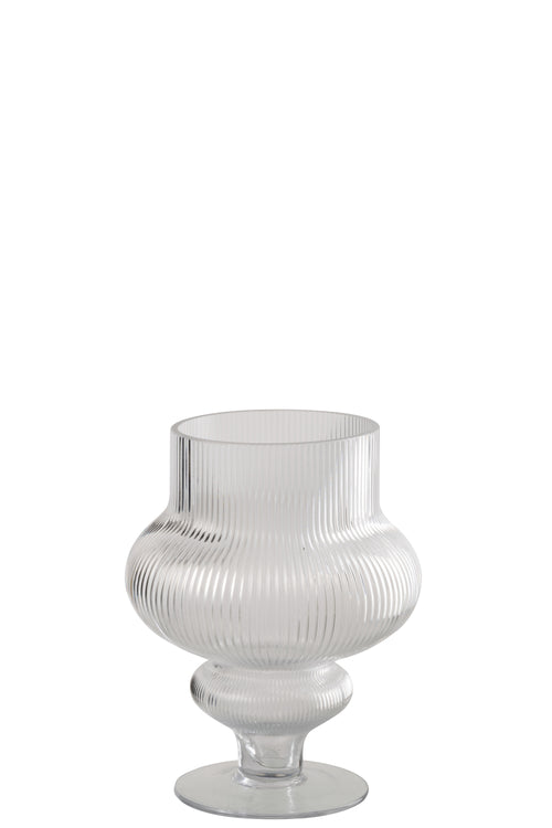 J-Line vaas Ada Geribbeld - glas - transparant - small