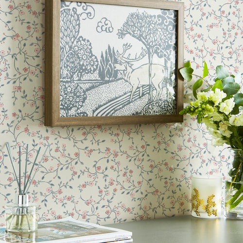 Laura Ashley Vliesbehang - Belncow Sprig Dark Duck Egg
