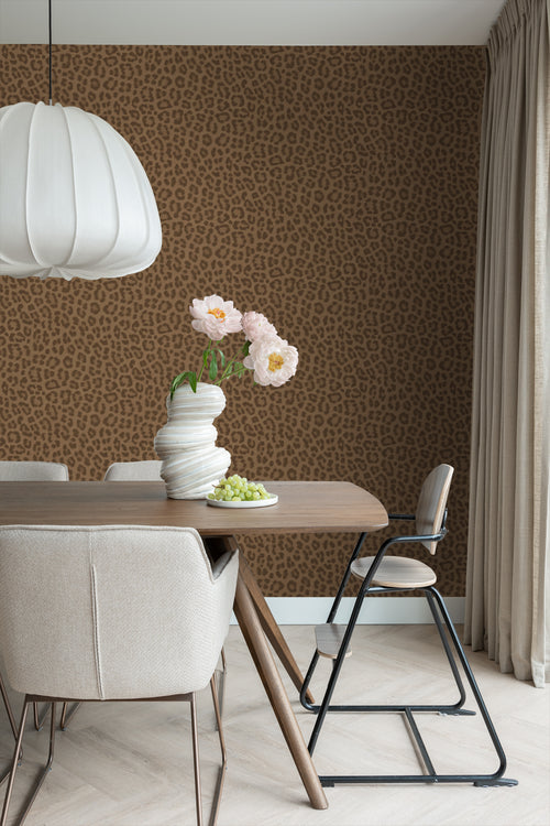 ESTAhome behang panterprint donkerbruin - 50 x 900 cm - 139969