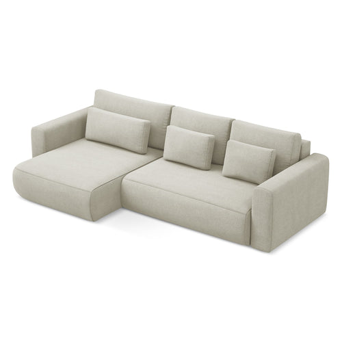 LaMiaSofa hoekbank links Perugia - textuurstof - lichtbeige - 278x149x82