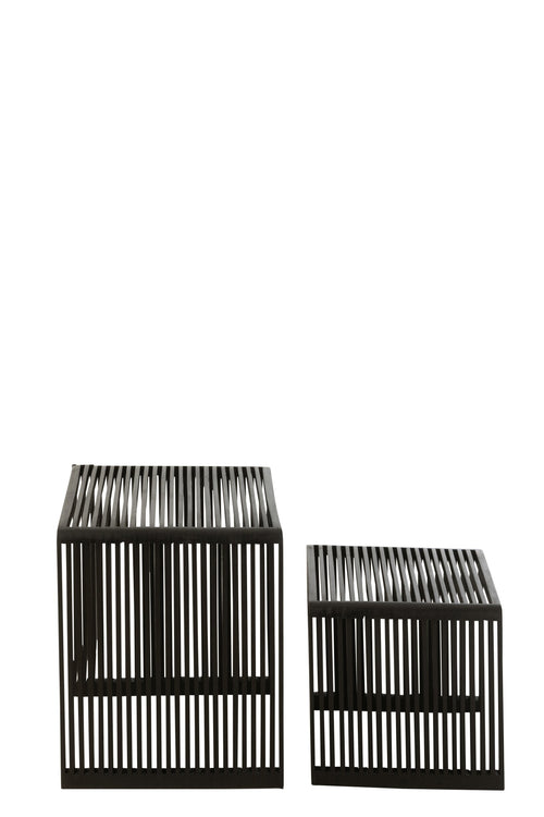 J-Line bijzettafel Kubus - hout - zwart - set van 2