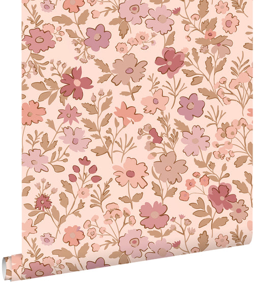 ESTAhome behang bloemetjes roze en paars - 50 x 900 cm - 132235