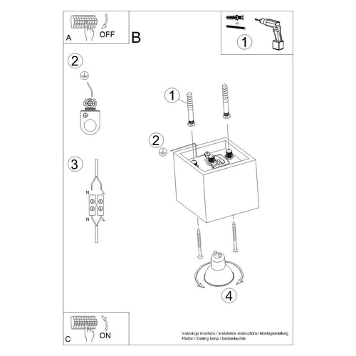 Sollux Lighting Plafondlamp QUAD 1 rode oker - 10x10x10cm