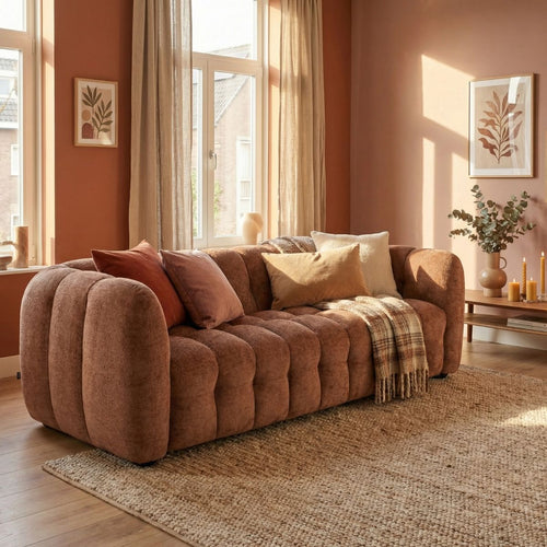 DÉJA Living 3-zits Bank Cillán - Cognac Stof - 250x104x77cm