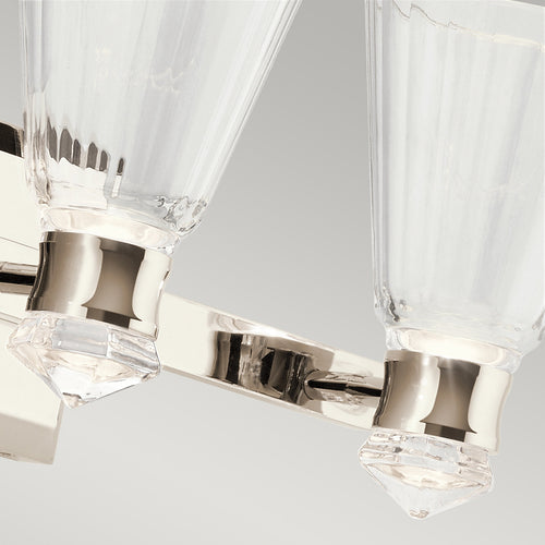 Elstead Kichler Kayva Geïntegreerde LED Wandlamp Gepolijst Nikkel, 3000K, IP44