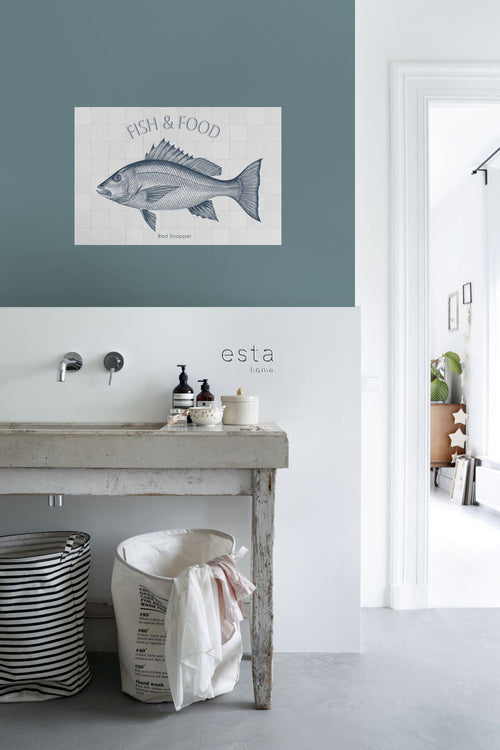 ESTAhome muursticker vis blauw - 70 x 46.5 cm - 159037