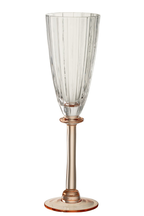 J-Line glas champagne Gestreept - glas - transparant/zalmroze