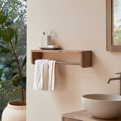 Tikamoon Wandhanddoekrek van massief acaciahout 60 cm - Naturel - vtwonen shop