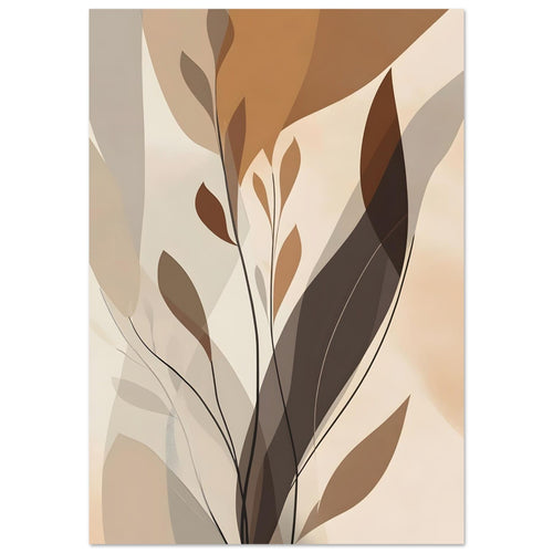 Artfulprints Poster met Lijst Boho – Delicate leaves   - 70x100 cm - Bruin