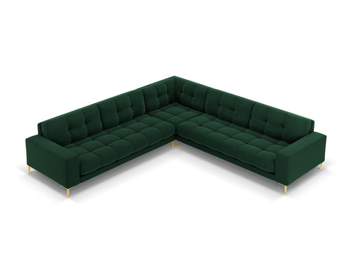 Cosmopolitan Design Symmetrische hoekbank Bali 6-zits, flueel, flessengroen - 256x256x75cm