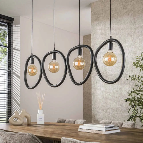 Ylumen hanglamp Pebble - 4 lichts - 140  x 150   cm - zwart