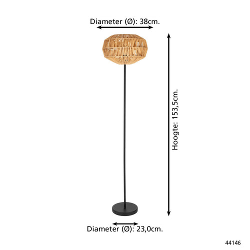 EGLO vloerlamp Sheldon - e27 - 153.5 cm - papier - vtwonen shop