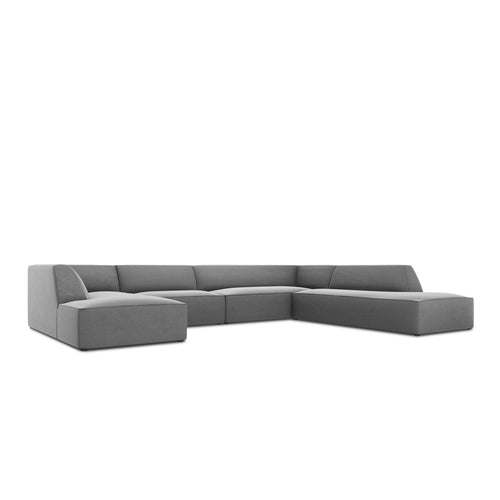 Cosmopolitan Design - Panoramische hoekbank Siena 7-zits, flueel grijs - 273x366x69cm