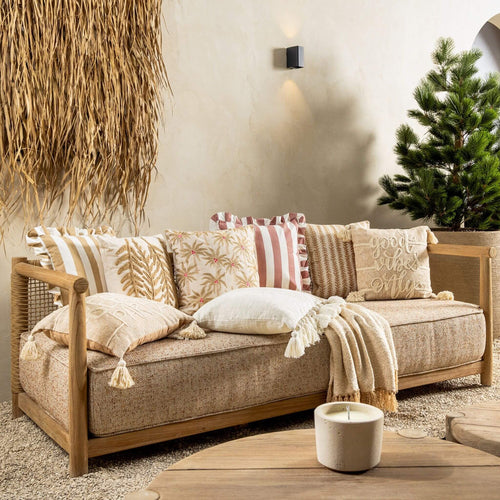 BELLA - kussenhoes 45x45 cm - gestreept - ruches - Irish Cream - beige