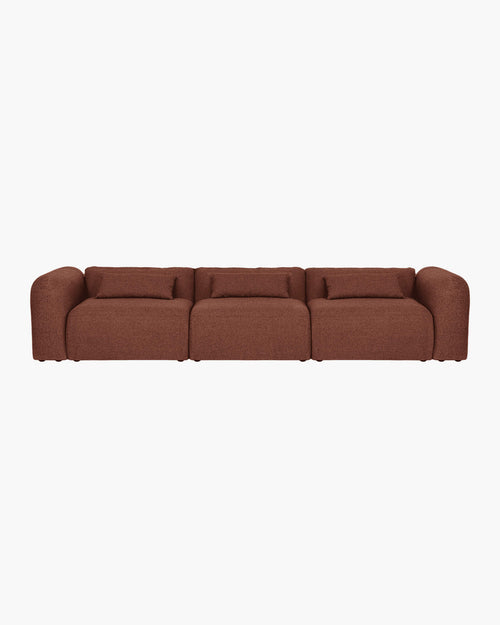 noo.ma Yaro 4-zits bank - Brick Red Bouclé, zachte zit