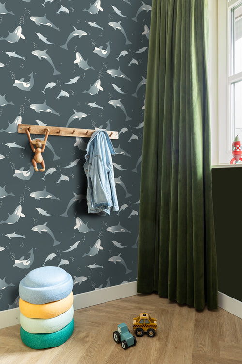 ESTAhome behang walvissen donkerblauw - 50 x 900 cm - 131566 - vtwonen shop
