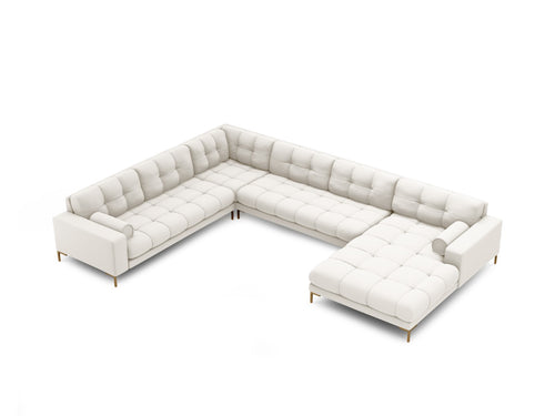 Cosmopolitan Design Panoramische hoekbank links Bali 7-zits, structurele stof, lichtbeige - 256x327x75cm