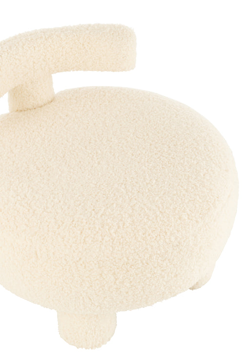 J-Line kruk Rond Met Rugleuning Bouclé - velvet - wit - vtwonen shop