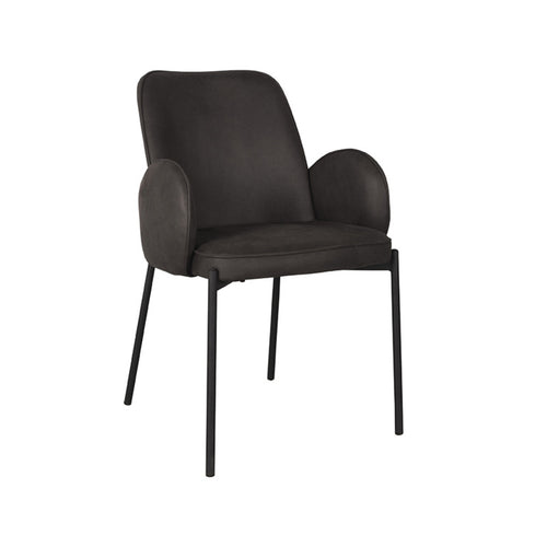 LABEL51 Eetkamerstoel Jari - Antraciet - Zithoogte 49cm - Set van 2