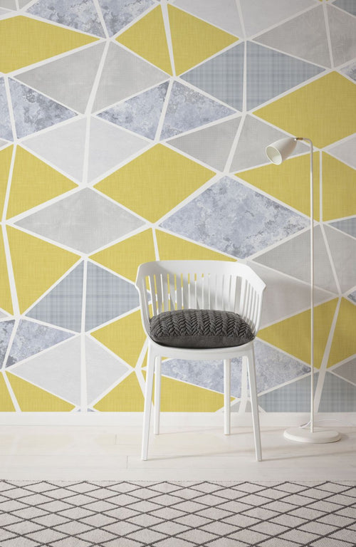 Sanders & Sanders fotobehang grafisch geel en grijs - 400 x 250 cm - 611900 - vtwonen shop