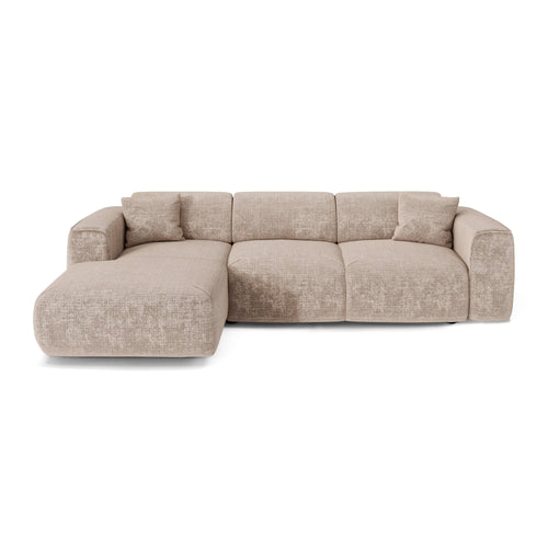 Sia Home - Hoekbanken YUMA - Fluweel met reliëf - Beige - 283cm